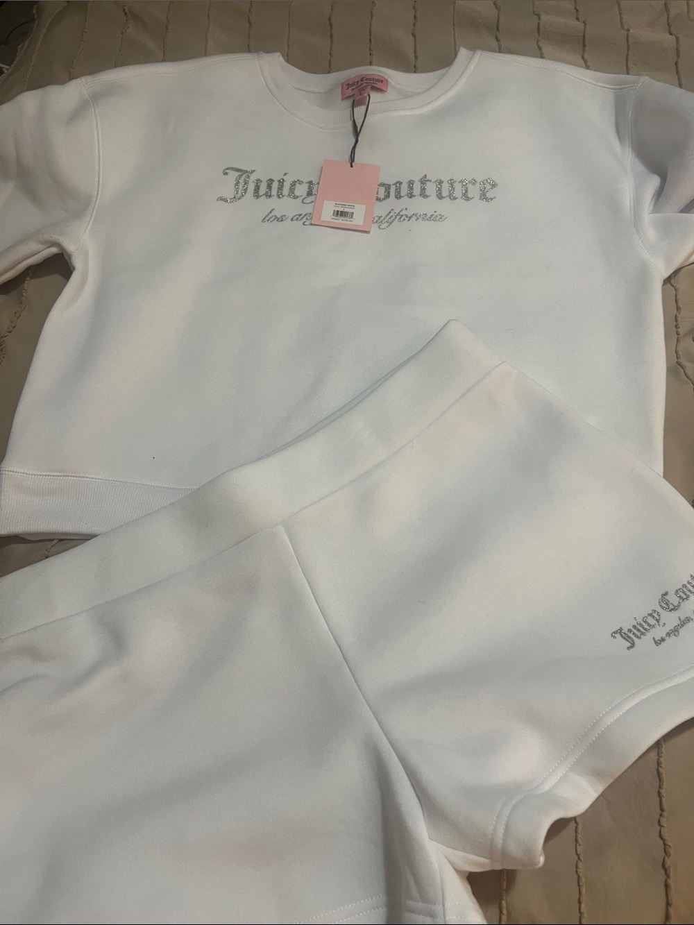 Juicy Couture White Logo Lounge Shorts Set